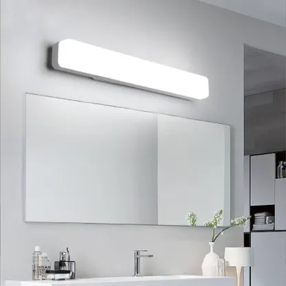 Rectangle Modern Vanity Light with White Shade for Bathroom Image - 1