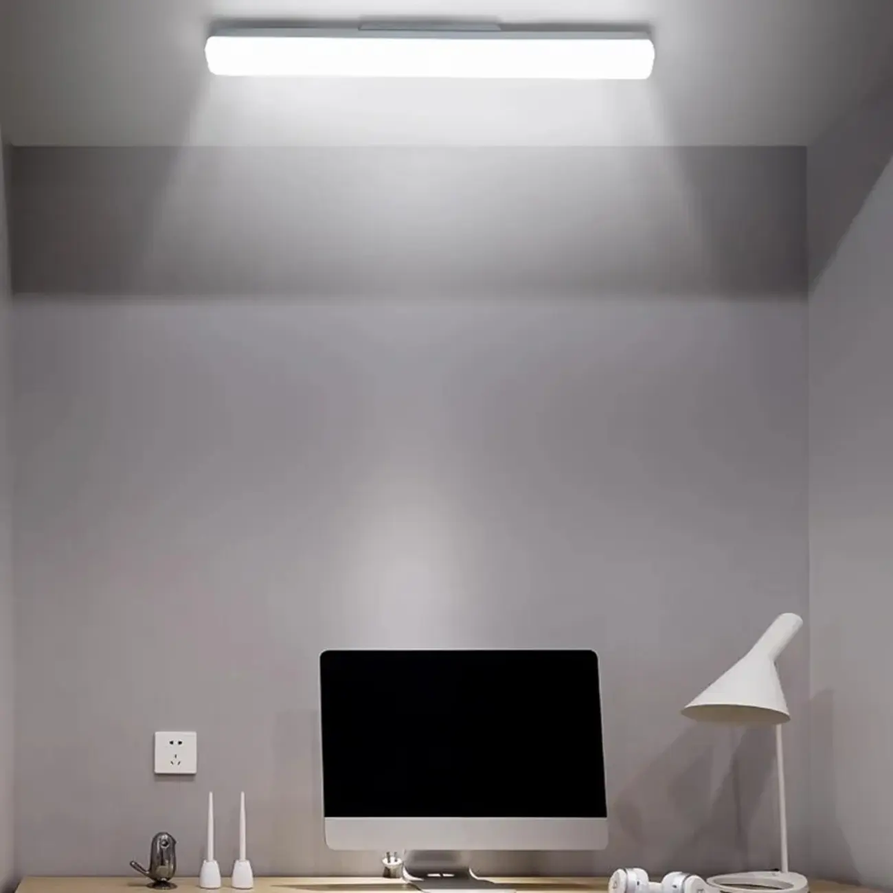 Rectangle Modern Vanity Light with White Shade for Bathroom Image - 5 | homeyfad