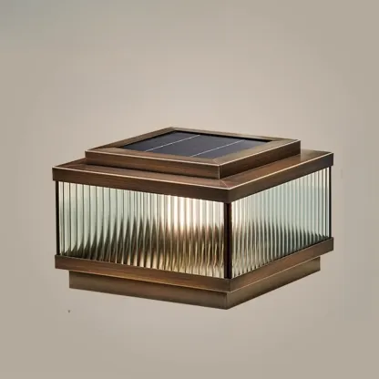 Bronze Metal Rectangle Shape Solar Patio Solar Table Lamp Adapted for LED Image - 2