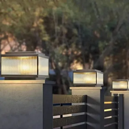 Bronze Metal Rectangle Shape Solar Patio Solar Table Lamp Adapted for LED Image - 6
