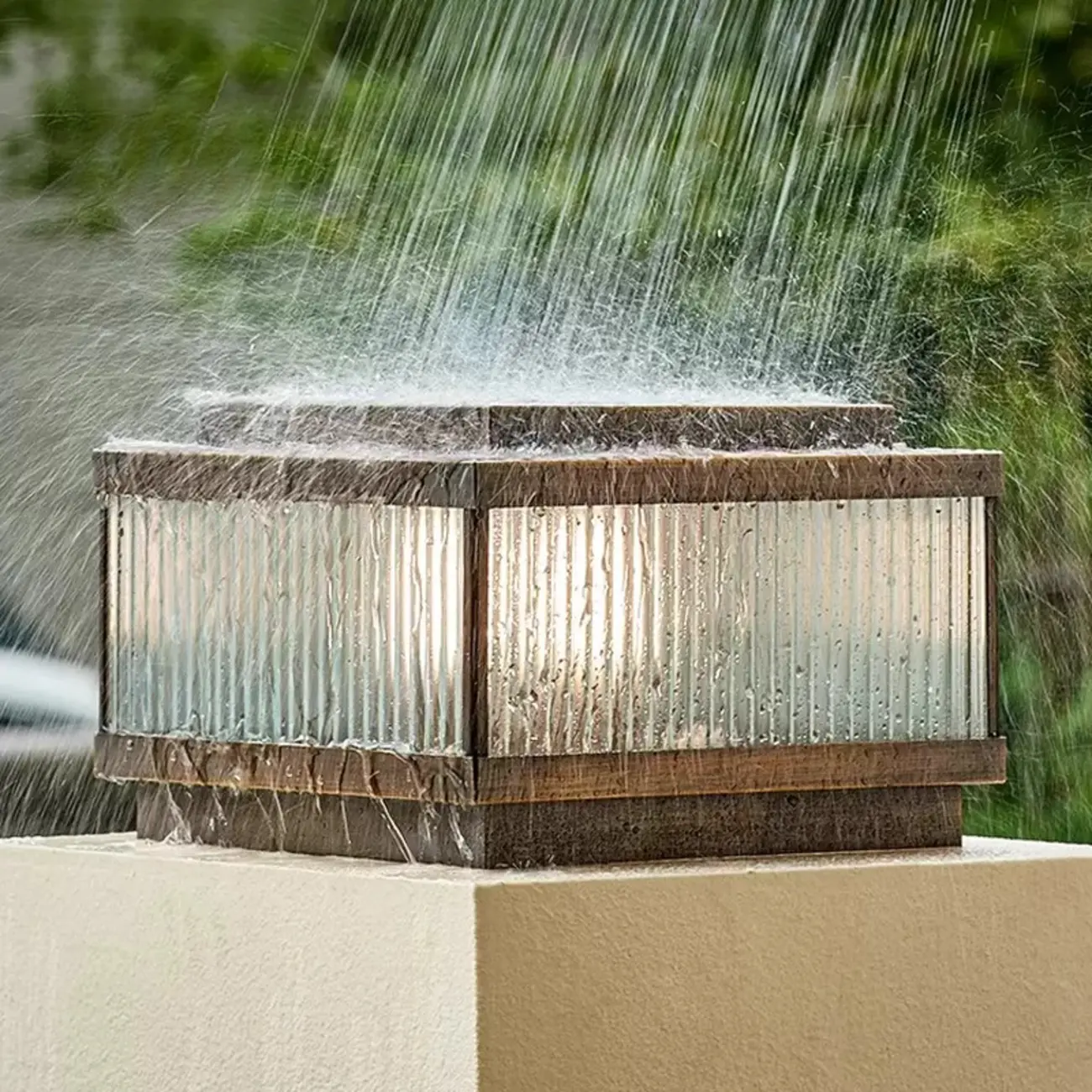 Bronze Metal Rectangle Shape Solar Patio Solar Table Lamp Adapted for LED Image - 8 | homeyfad