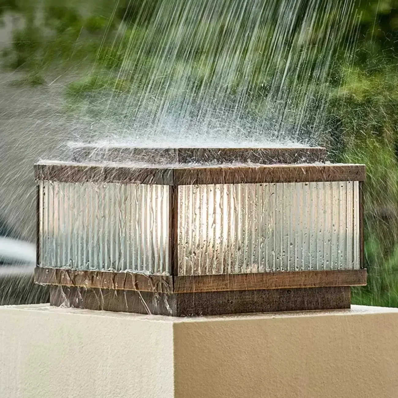 Bronze Metal Rectangle Shape Solar Patio Solar Table Lamp Adapted for LED Image - 8