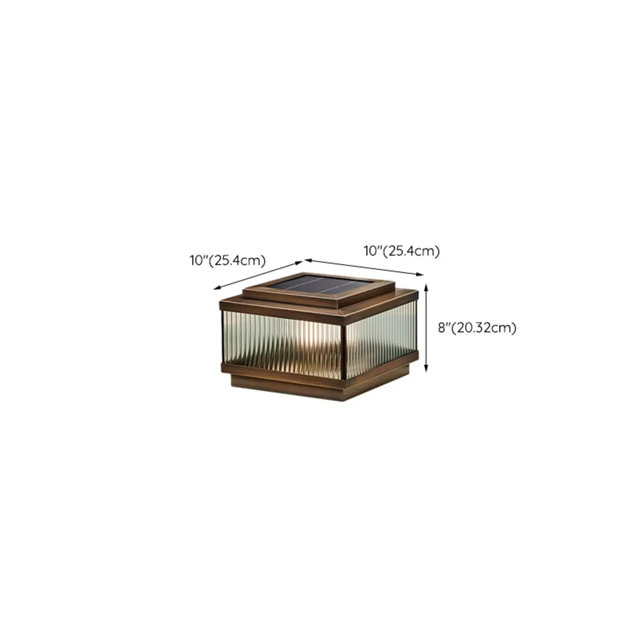 Bronze Metal Square Solar Outdoor Table Lamp #size