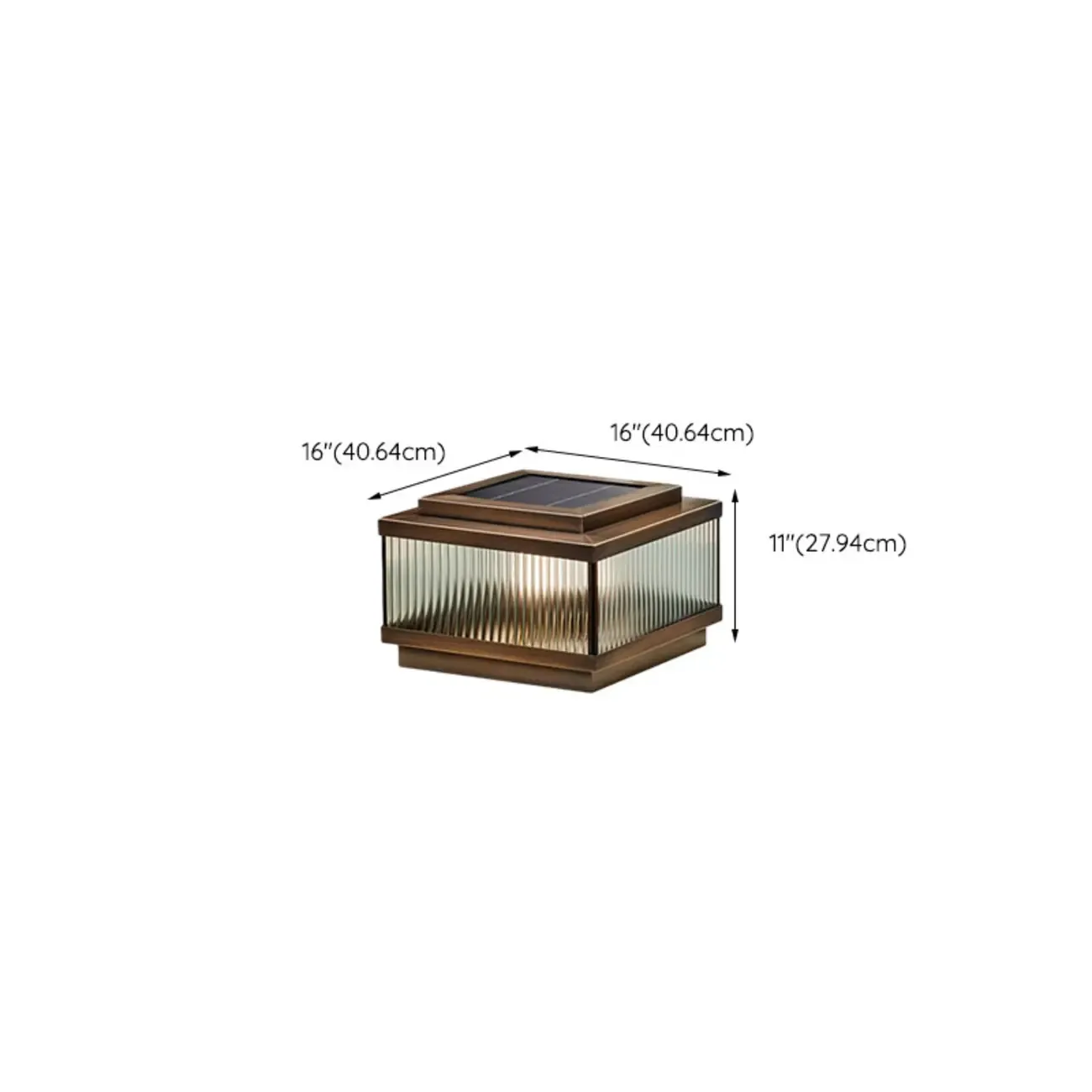 Bronze Metal Rectangle Shape Solar Patio Solar Table Lamp Adapted for LED Image - 14