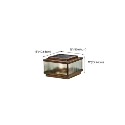 Bronze Metal Rectangle Shape Solar Patio Solar Table Lamp Adapted for LED Image - 14