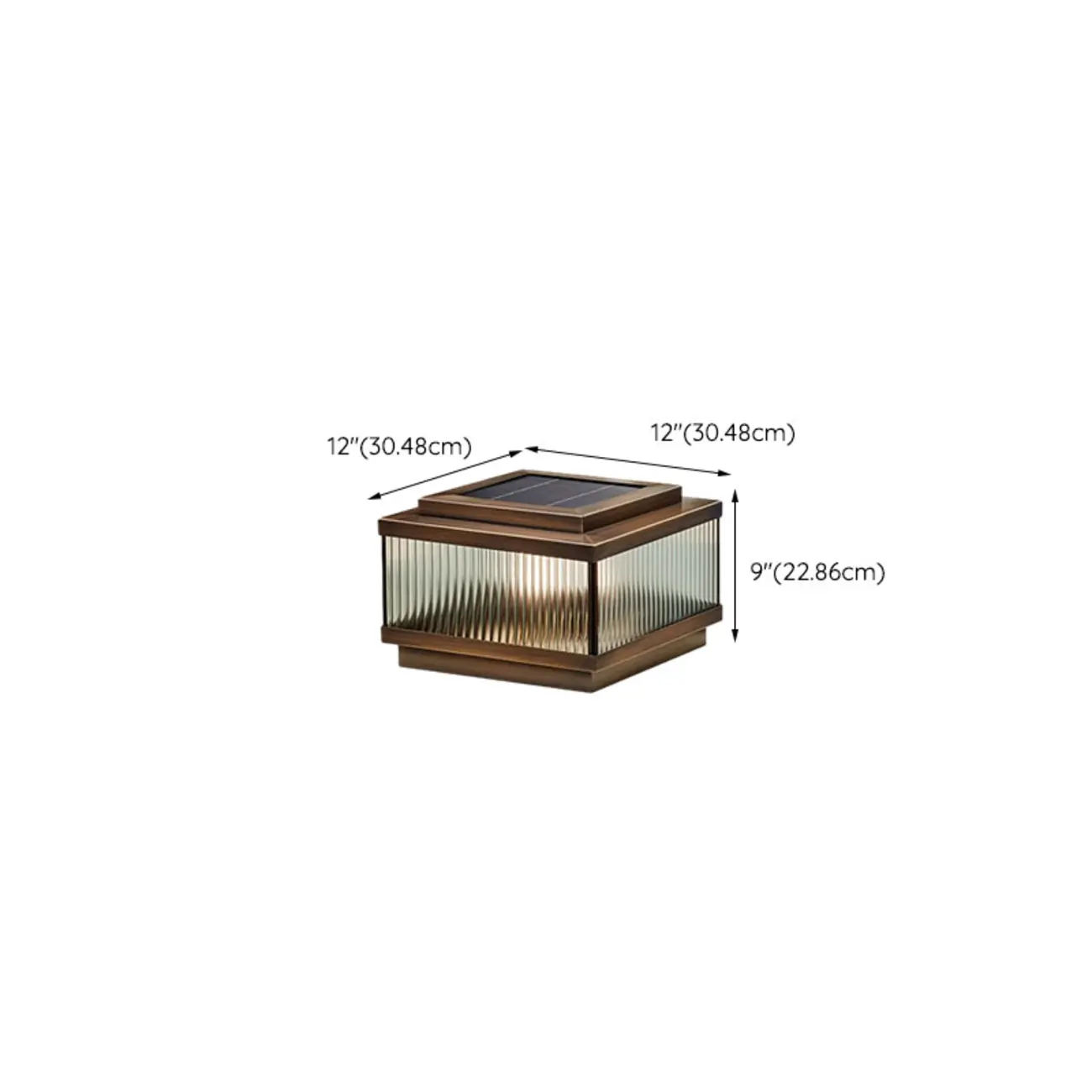 Bronze Metal Rectangle Shape Solar Patio Solar Table Lamp Adapted for LED Image - 16 | homeyfad