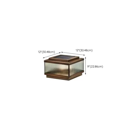 Bronze Metal Rectangle Shape Solar Patio Solar Table Lamp Adapted for LED Image - 16