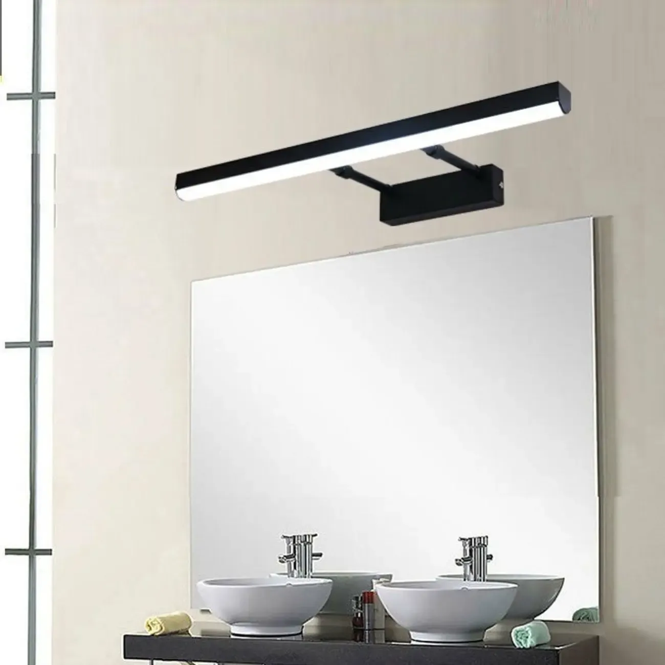 Modern Black LED Bathroom Vanity Light  with Integrated LED Image - 2