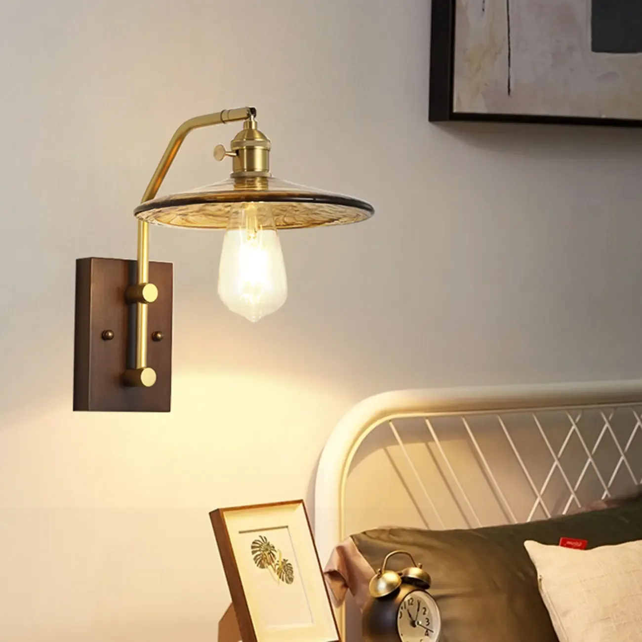 Retro Golden Skeleton Bedside LED Wall Light Image - 1