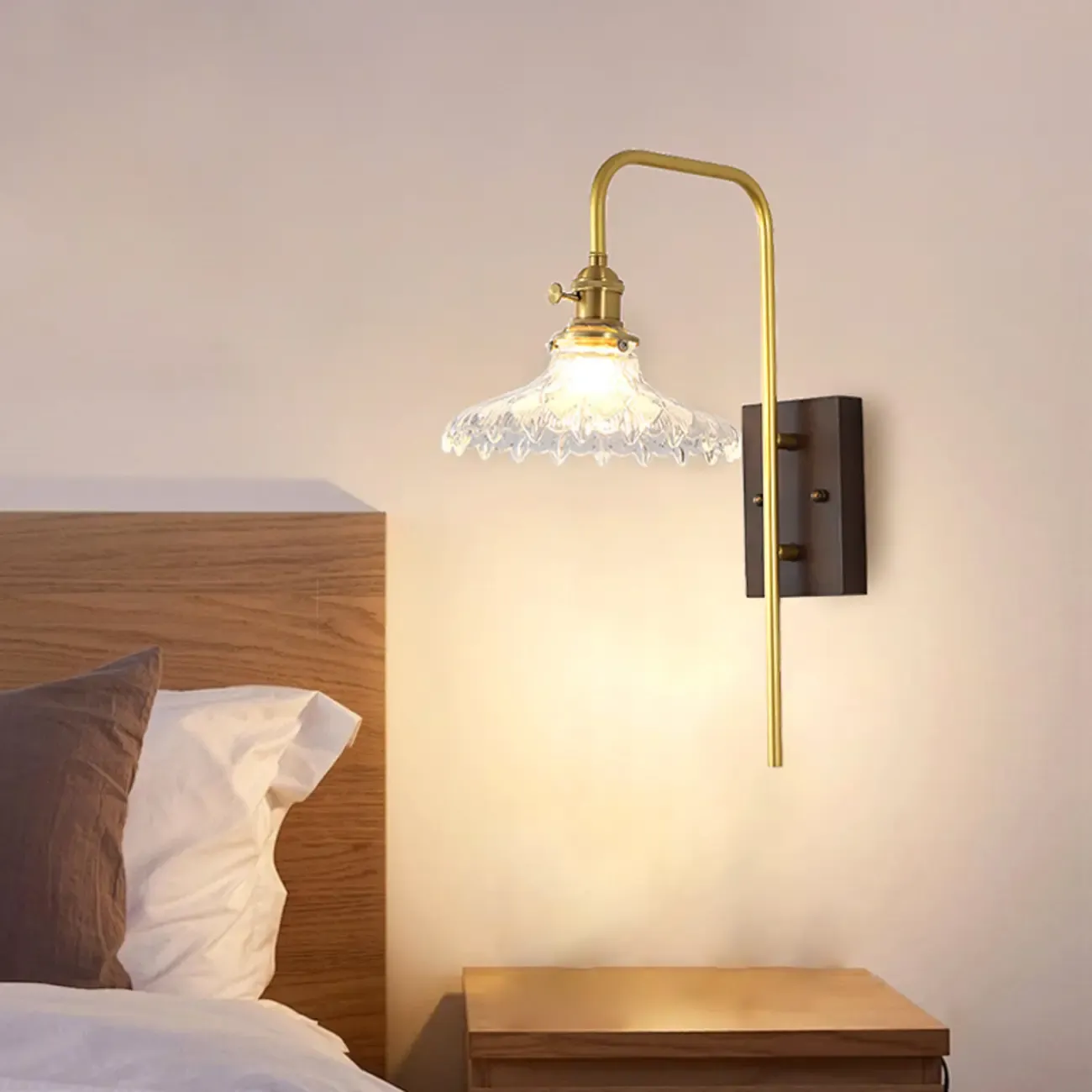 Retro Golden Skeleton Bedside LED Wall Light Image - 3