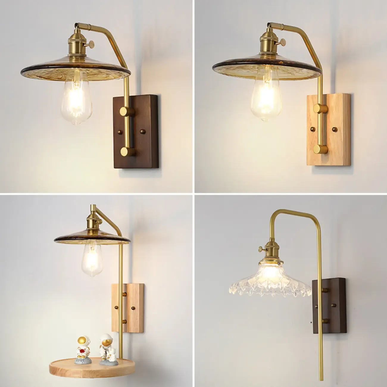 Retro Golden Skeleton Bedside LED Wall Light Image - 12