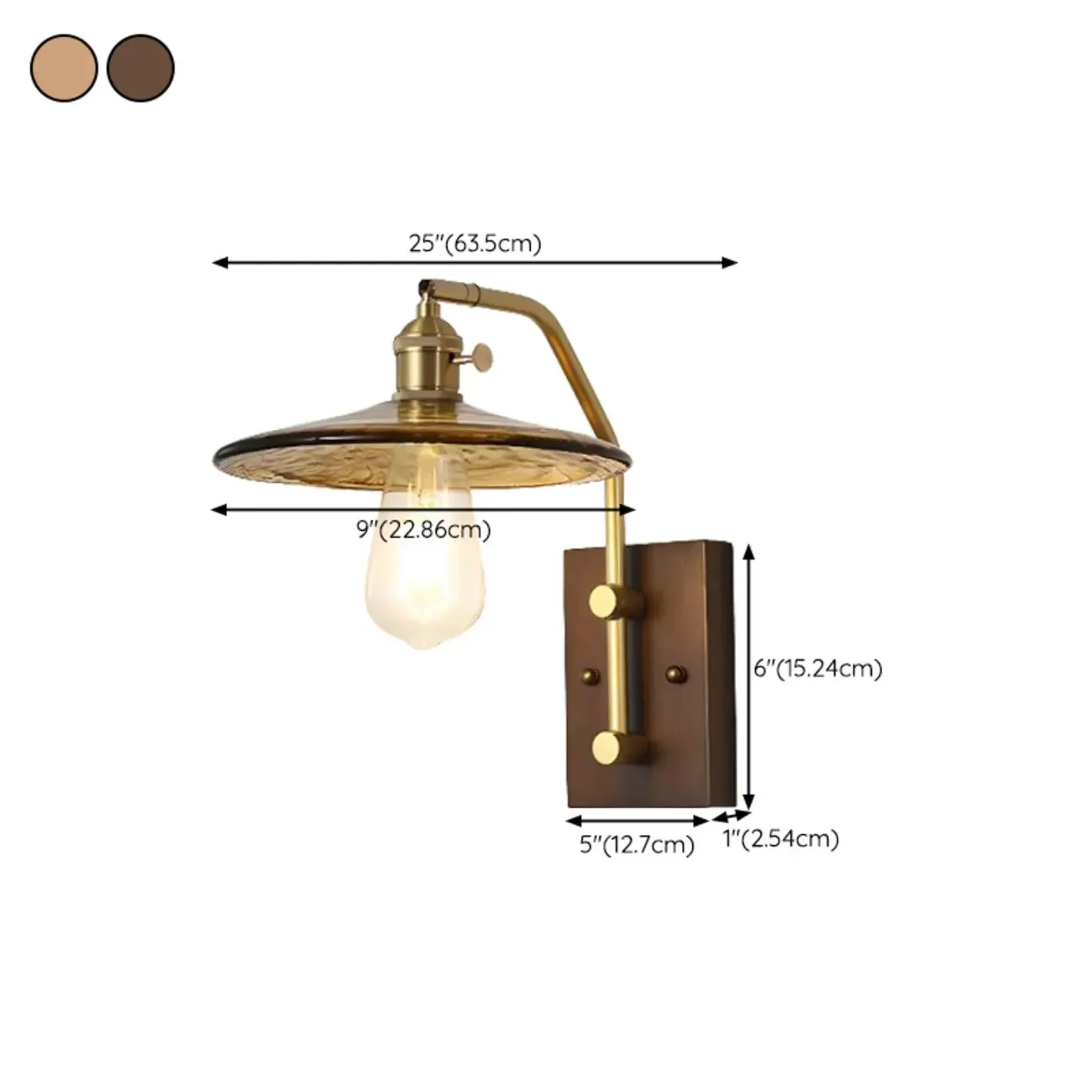 Retro Golden Skeleton Bedside LED Wall Light #size