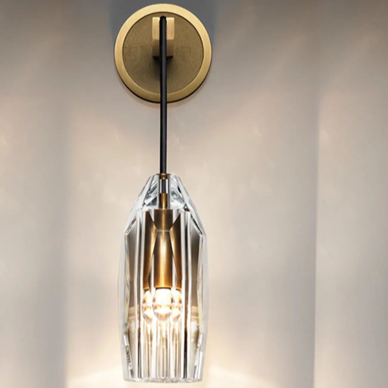 Elegant Vertical Wall Light with Clear Rock Crystal Down Shade Image - 14 | homeyfad
