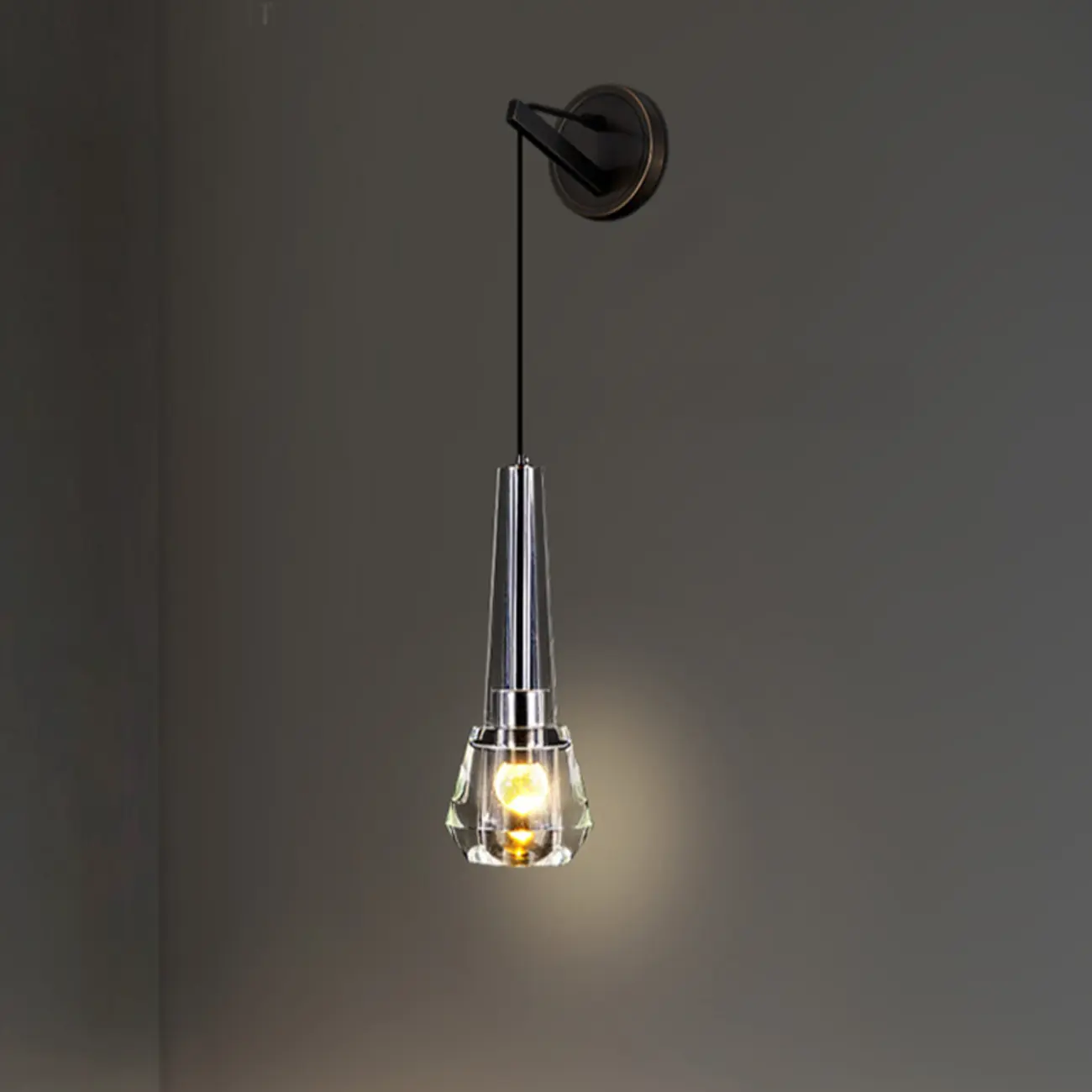 Elegant Vertical Wall Light with Clear Rock Crystal Down Shade Image - 15 | homeyfad