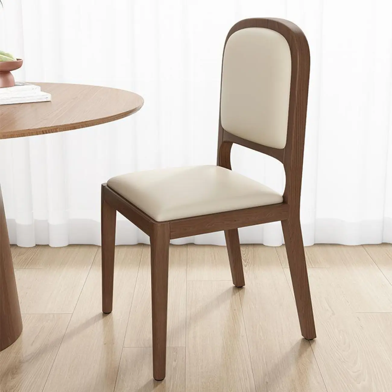 Modern Wooden Upholstered Faux Leather Armless Dining Chair Image - 1 | homeyfad