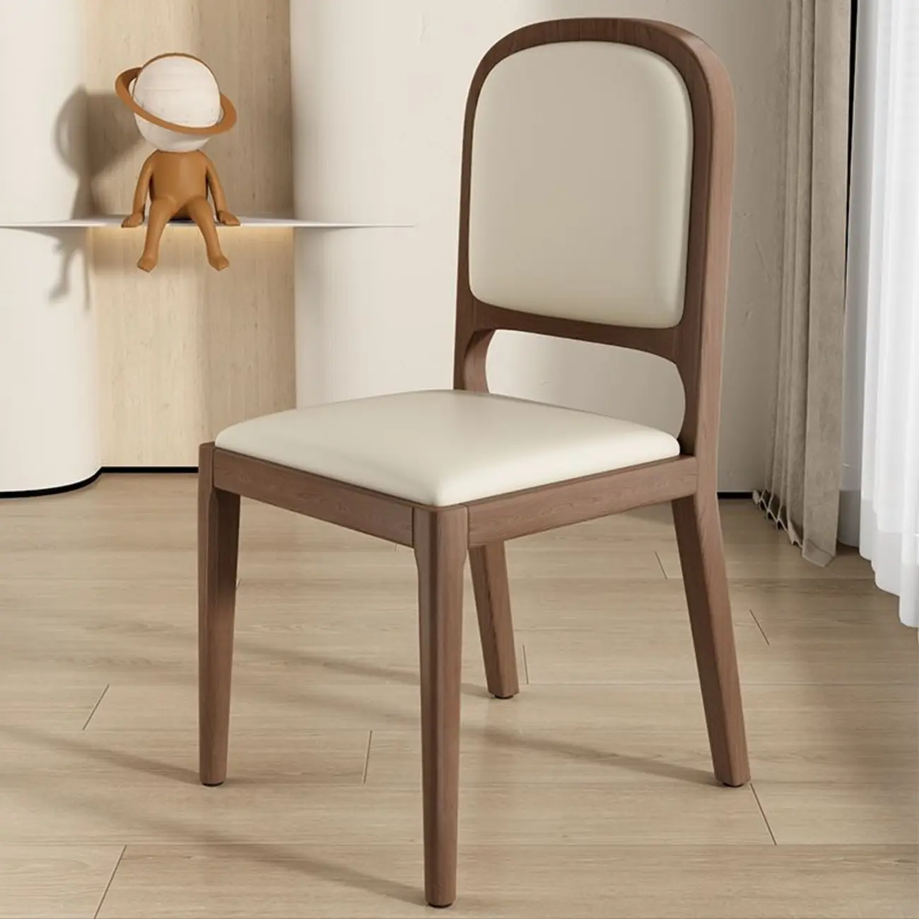 Modern Wooden Upholstered Faux Leather Armless Dining Chair Image - 2 | homeyfad