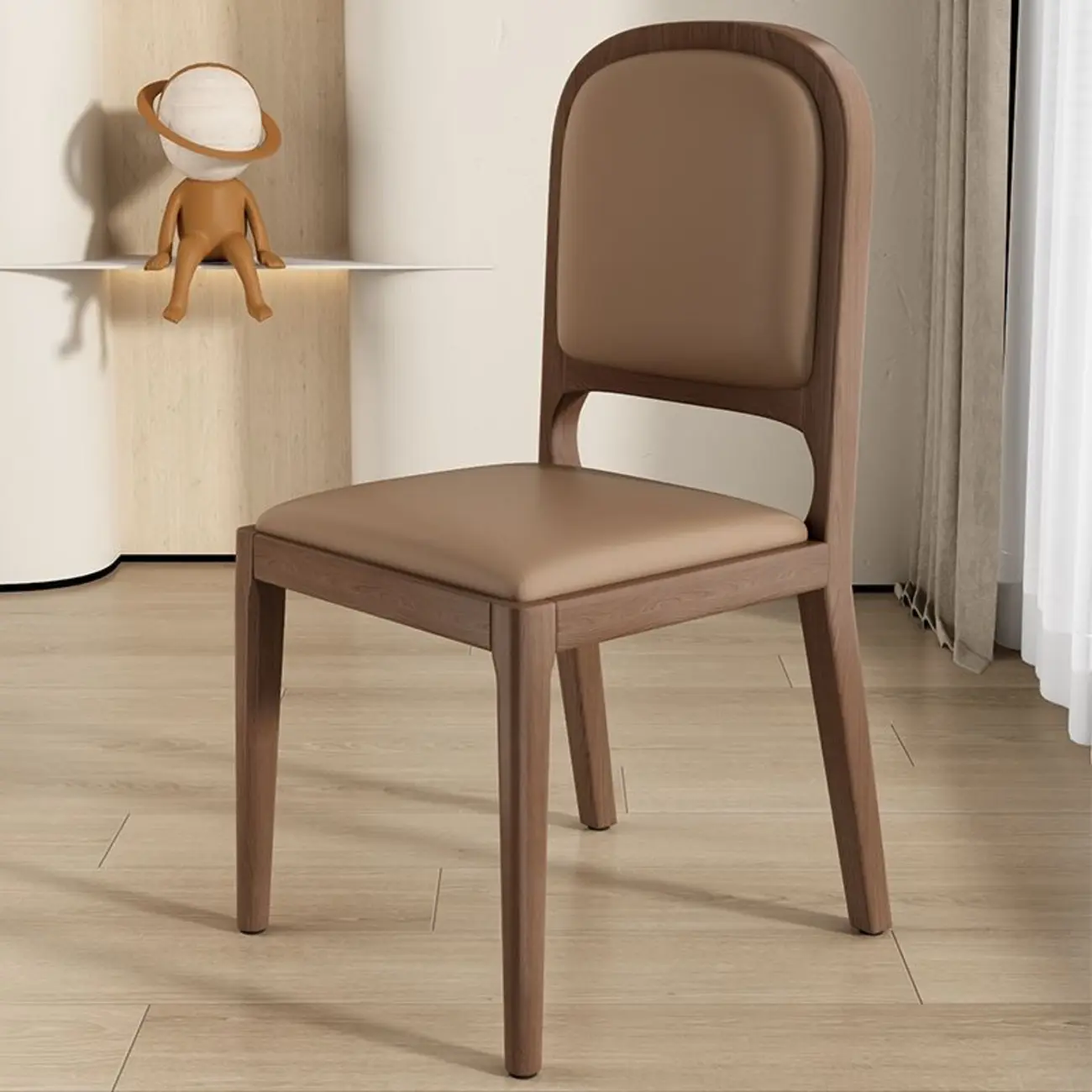 Modern Wooden Upholstered Faux Leather Armless Dining Chair Image - 5 | homeyfad
