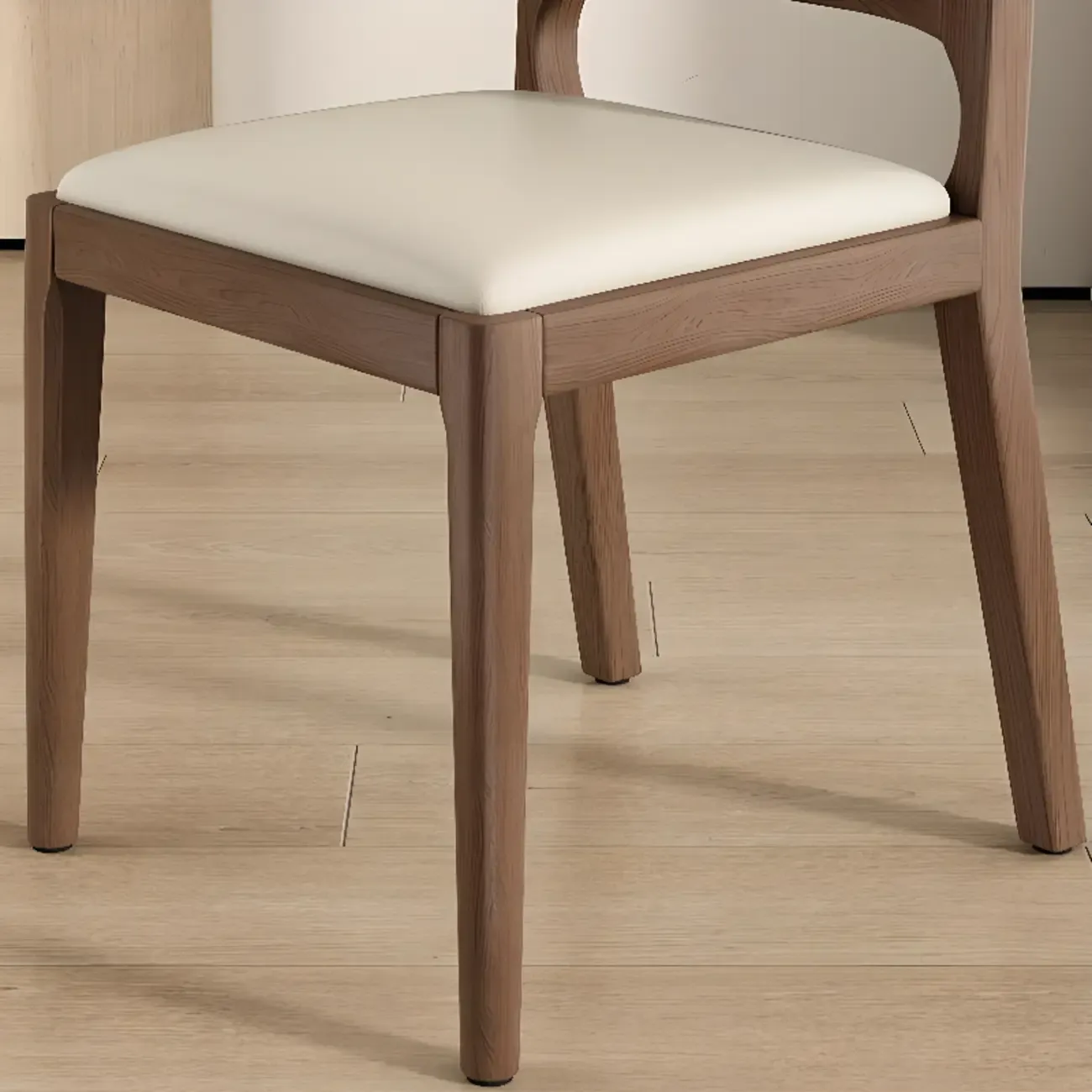 Modern Wooden Upholstered Faux Leather Armless Dining Chair Image - 6
