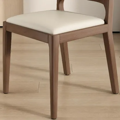 Modern Wooden Upholstered Faux Leather Armless Dining Chair Image - 6
