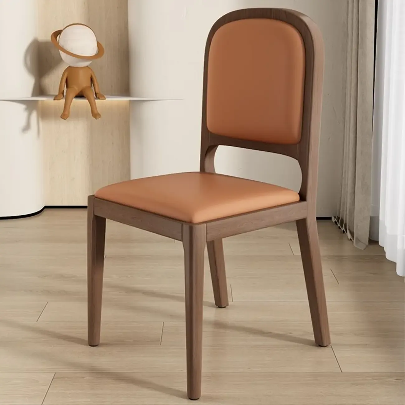 Modern Wooden Upholstered Faux Leather Armless Dining Chair Image - 7