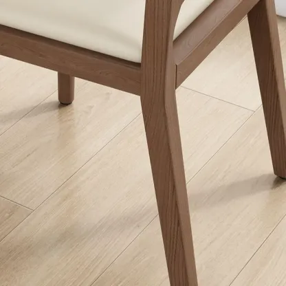 Modern Wooden Upholstered Faux Leather Armless Dining Chair Image - 8