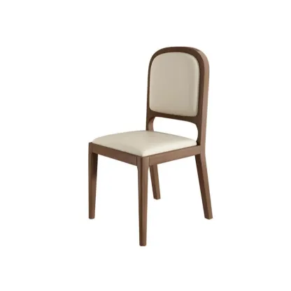 Modern Wooden Upholstered Faux Leather Armless Dining Chair Image - 10