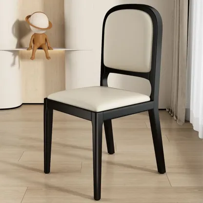 Modern Wooden Upholstered Faux Leather Armless Dining Chair Image - 11