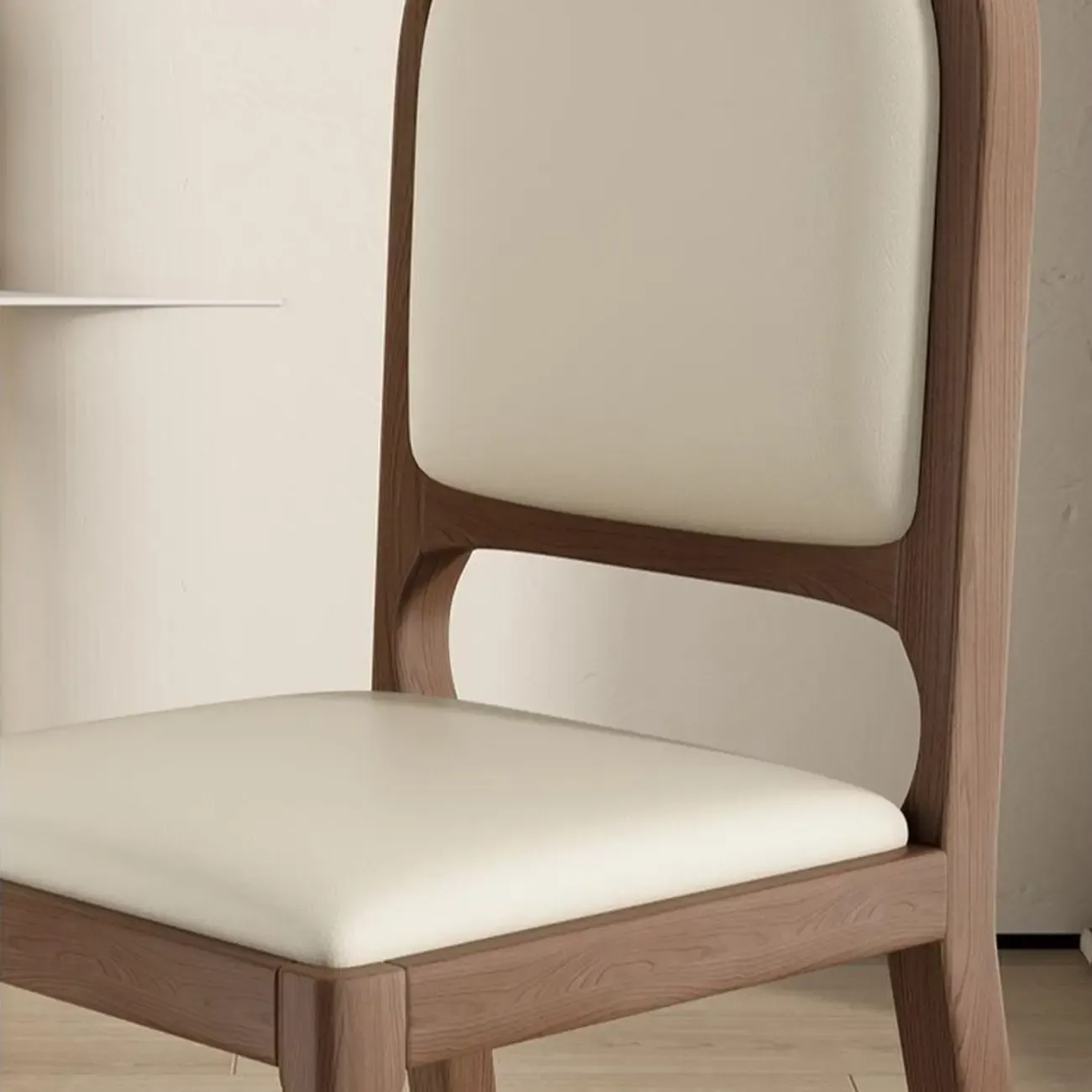 Modern Wooden Upholstered Faux Leather Armless Dining Chair Image - 12