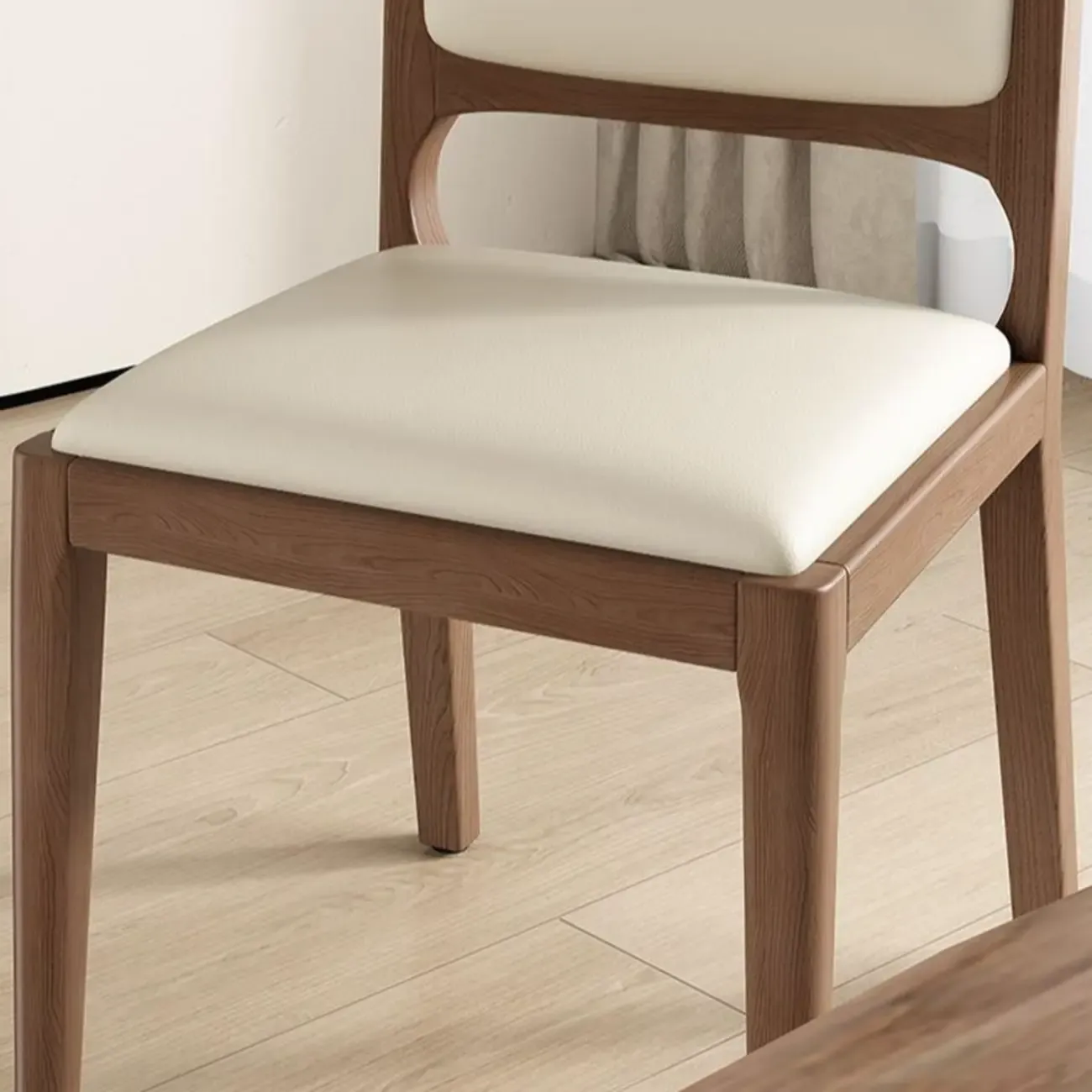 Modern Wooden Upholstered Faux Leather Armless Dining Chair Image - 13