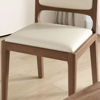 Modern Wooden Upholstered Faux Leather Armless Dining Chair Image - 13