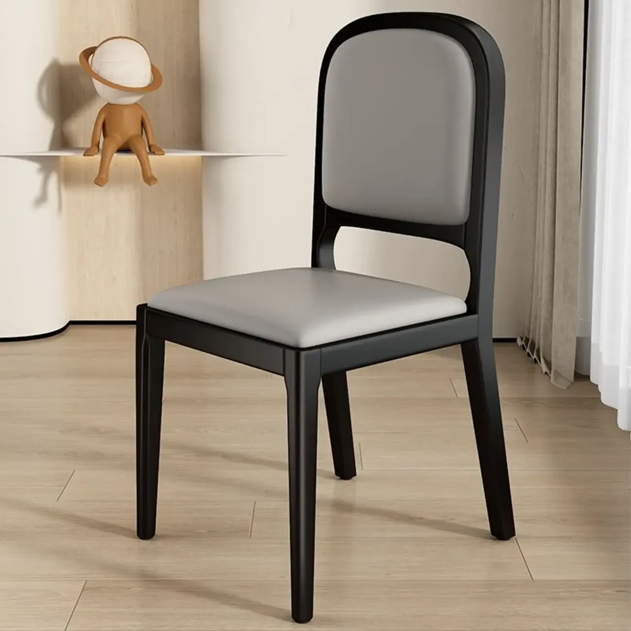 Modern Wooden Upholstered Faux Leather Armless Dining Chair Image - 16