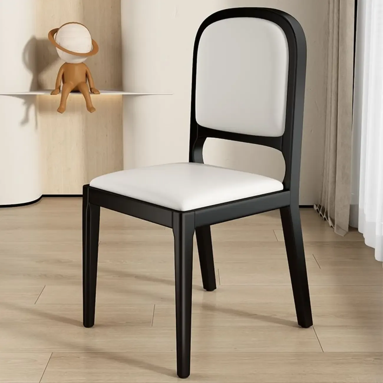Modern Wooden Upholstered Faux Leather Armless Dining Chair Image - 18