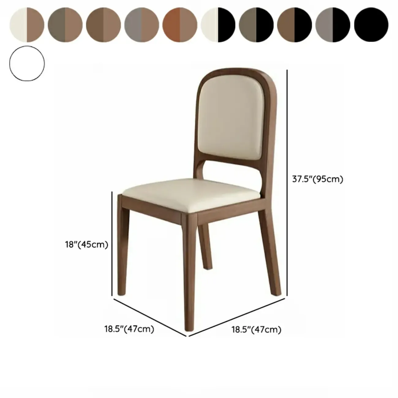 Modern Wooden Upholstered Faux Leather Armless Dining Chair #size
