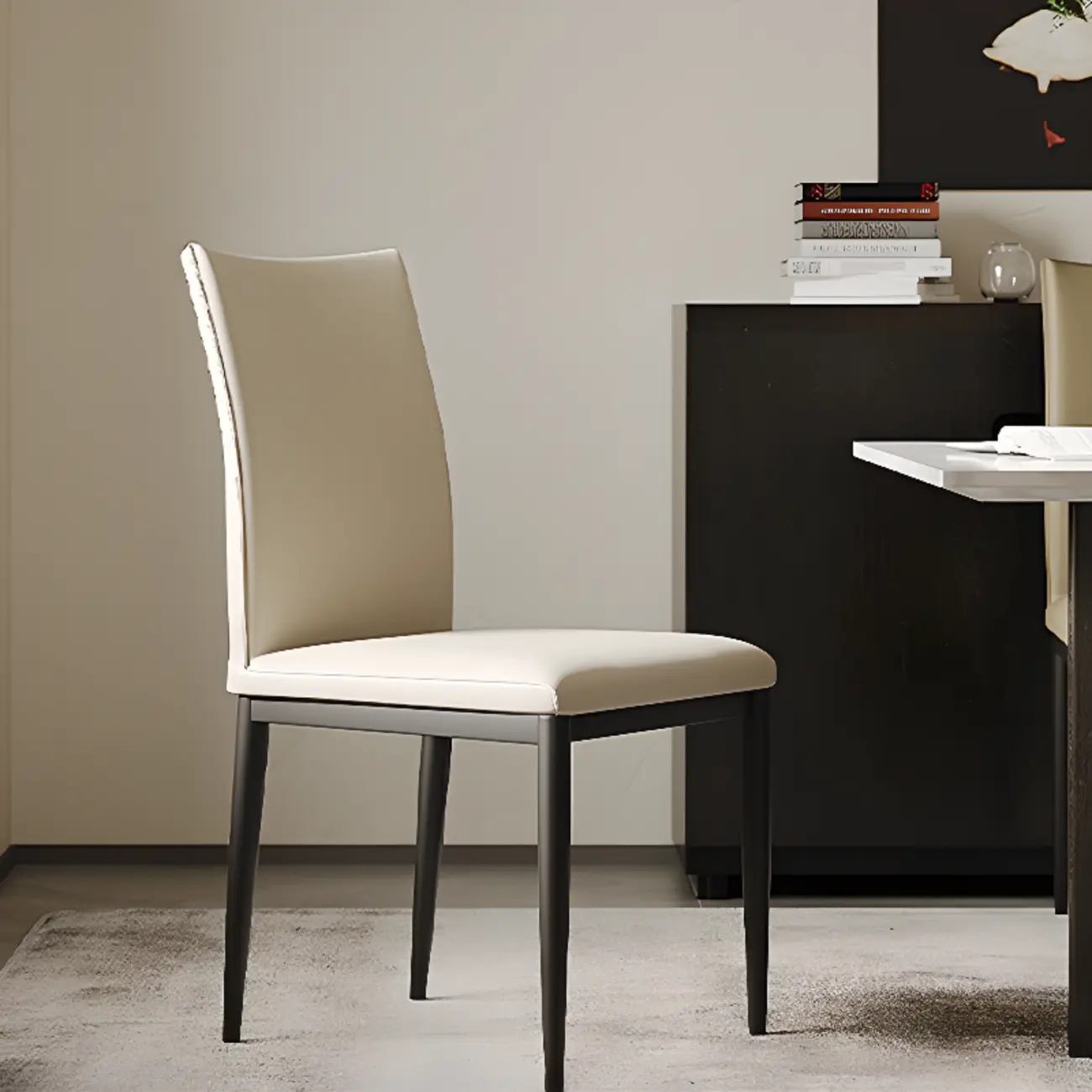 Modern Faux Leather Upholstered Solid Back Dining Chair Image - 1 | homeyfad