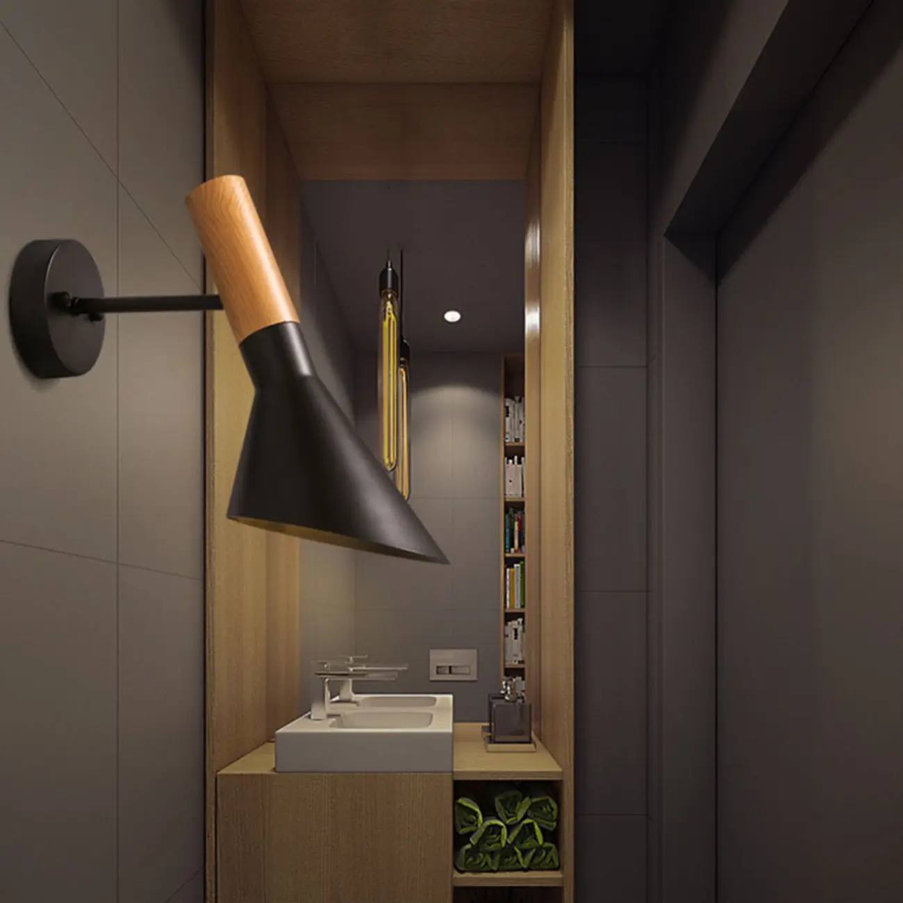 Minimalistic Black Cone Metal Wall Light  Image - 2 | homeyfad