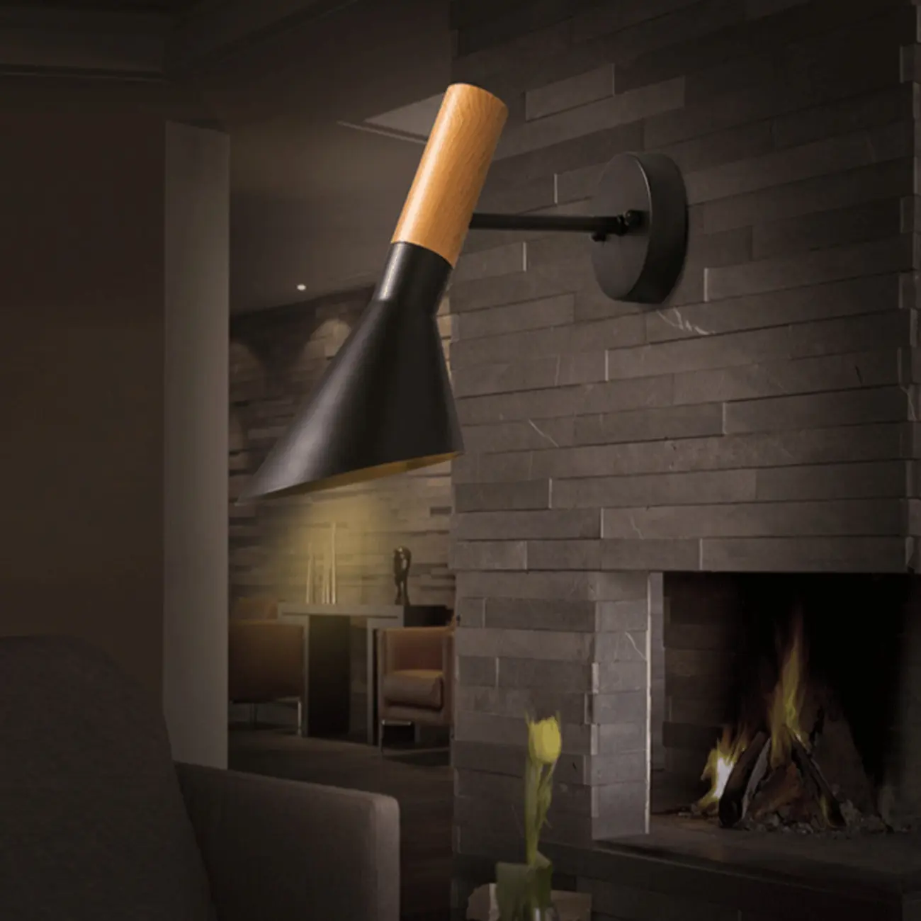 Minimalistic Black Cone Metal Wall Light  Image - 3 | homeyfad