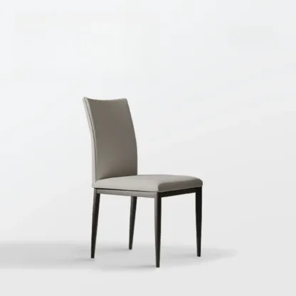 Modern Faux Leather Upholstered Solid Back Dining Chair Image - 5