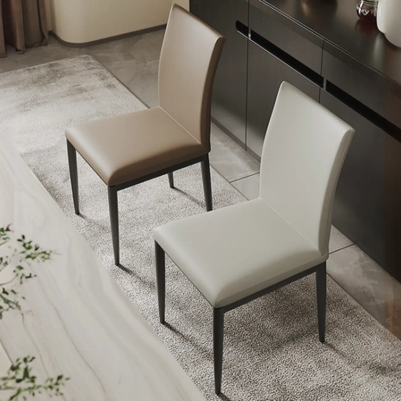 Modern Faux Leather Upholstered Solid Back Dining Chair Image - 6 | homeyfad