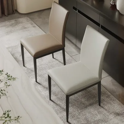 Modern Faux Leather Upholstered Solid Back Dining Chair Image - 6