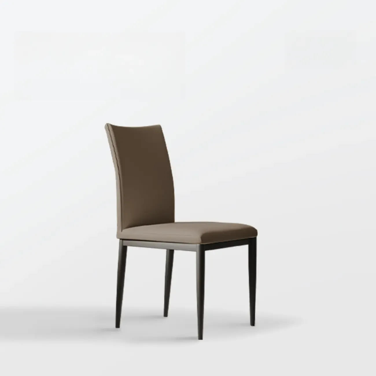 Modern Faux Leather Upholstered Solid Back Dining Chair Image - 7