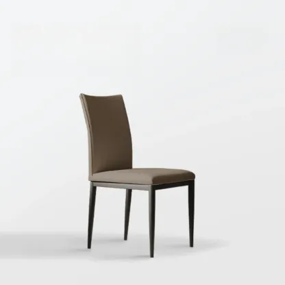 Modern Faux Leather Upholstered Solid Back Dining Chair Image - 7