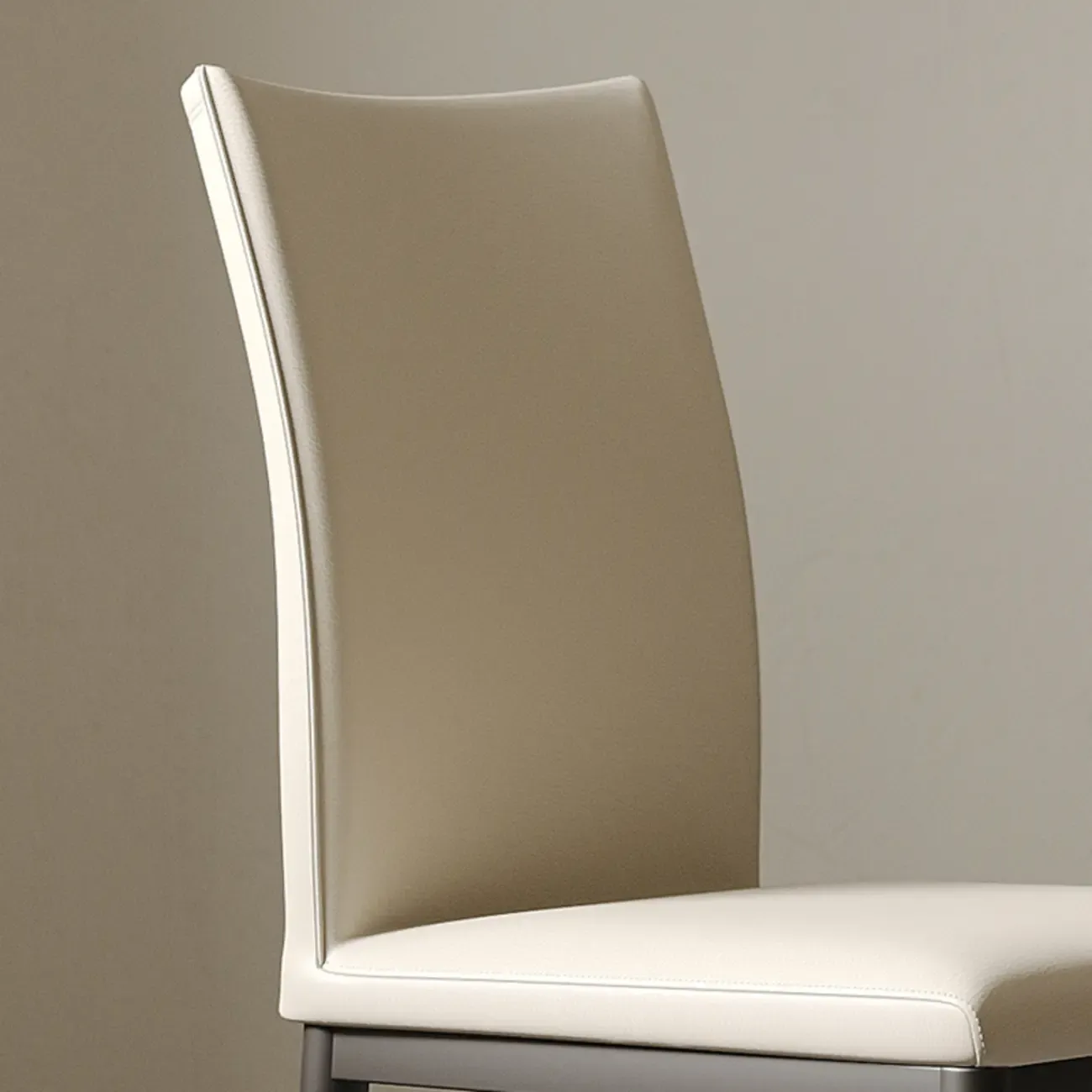 Modern Faux Leather Upholstered Solid Back Dining Chair Image - 9