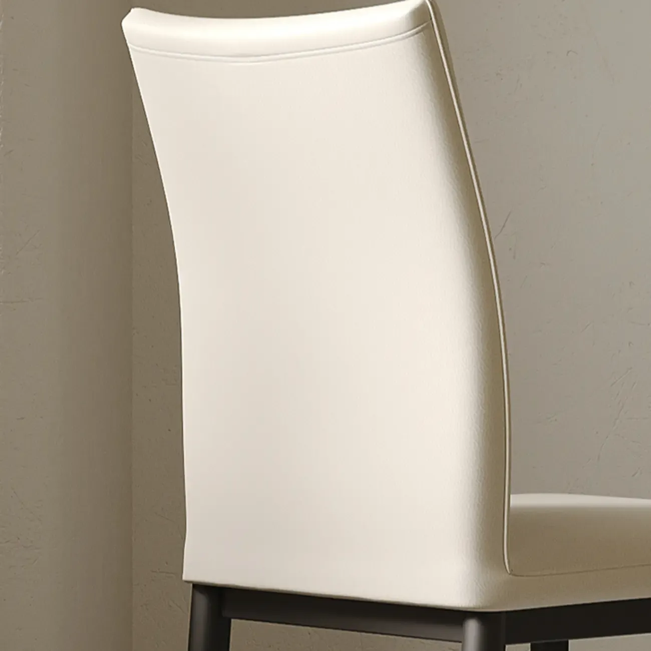 Modern Faux Leather Upholstered Solid Back Dining Chair Image - 10