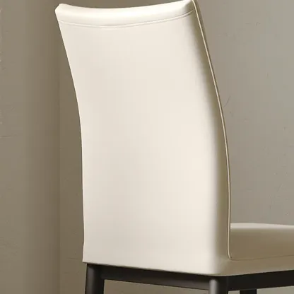 Modern Faux Leather Upholstered Solid Back Dining Chair Image - 10