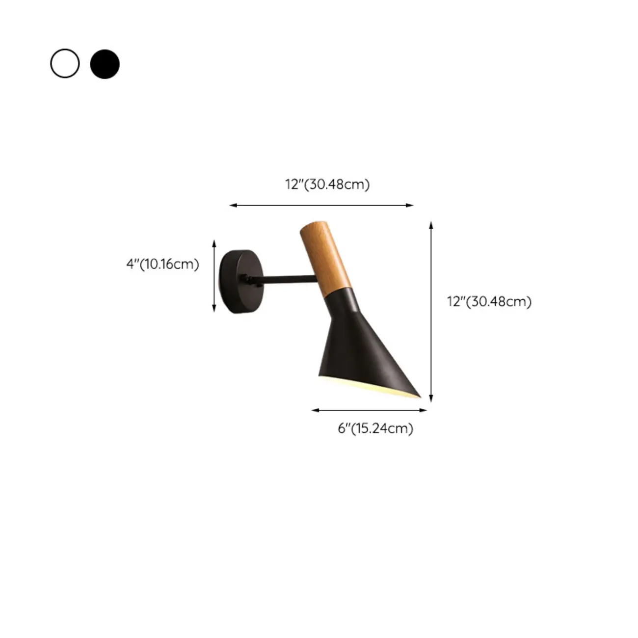 Minimalistic Black Cone Metal Wall Light  #size | homeyfad