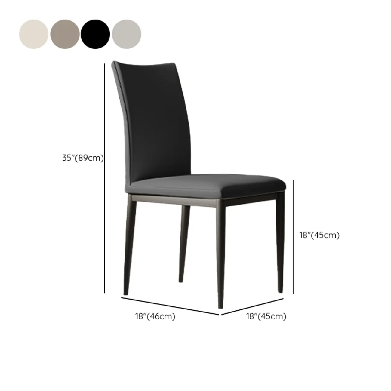 Modern Faux Leather Upholstered Solid Back Dining Chair #size | homeyfad