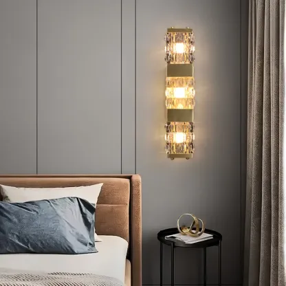 Modern Crystal Wall Light with Brass for Indoor Decor Image - 1