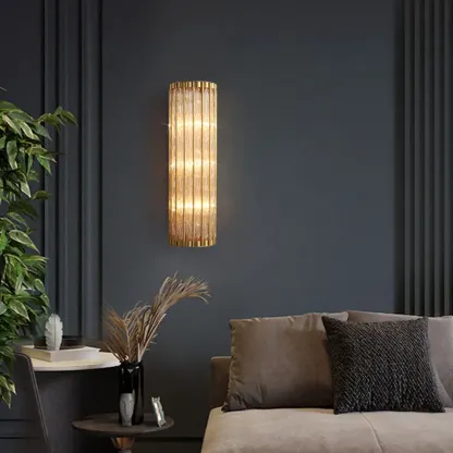 Modern Crystal Wall Light with Brass for Indoor Decor Image - 3