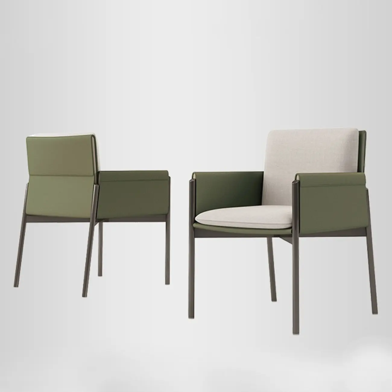 Modern Faux Leather Upholstered Square Armrest Dining Chair Image - 1 | homeyfad