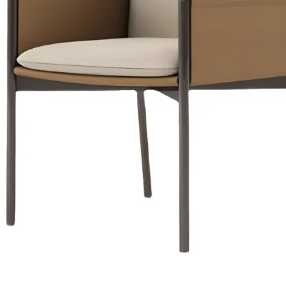 Modern Faux Leather Upholstered Square Armrest Dining Chair Image - 9